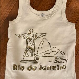 Kids Cream Tank Top with Gold Rio de Janeiro Print